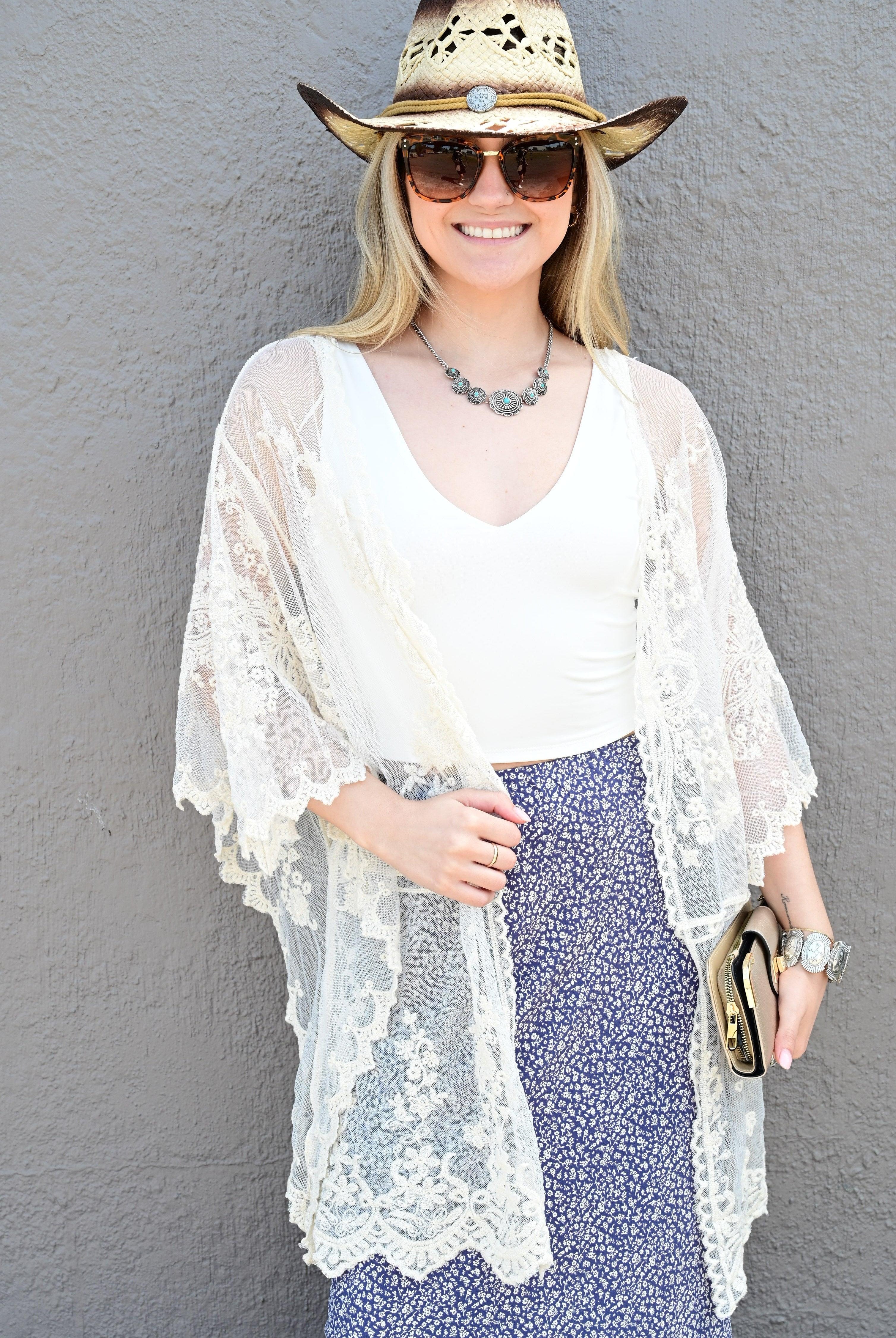 VIOLET FLORAL PRINT MIDI SKIRT WITH ELASTIC WAISTBAND - West End Boutique