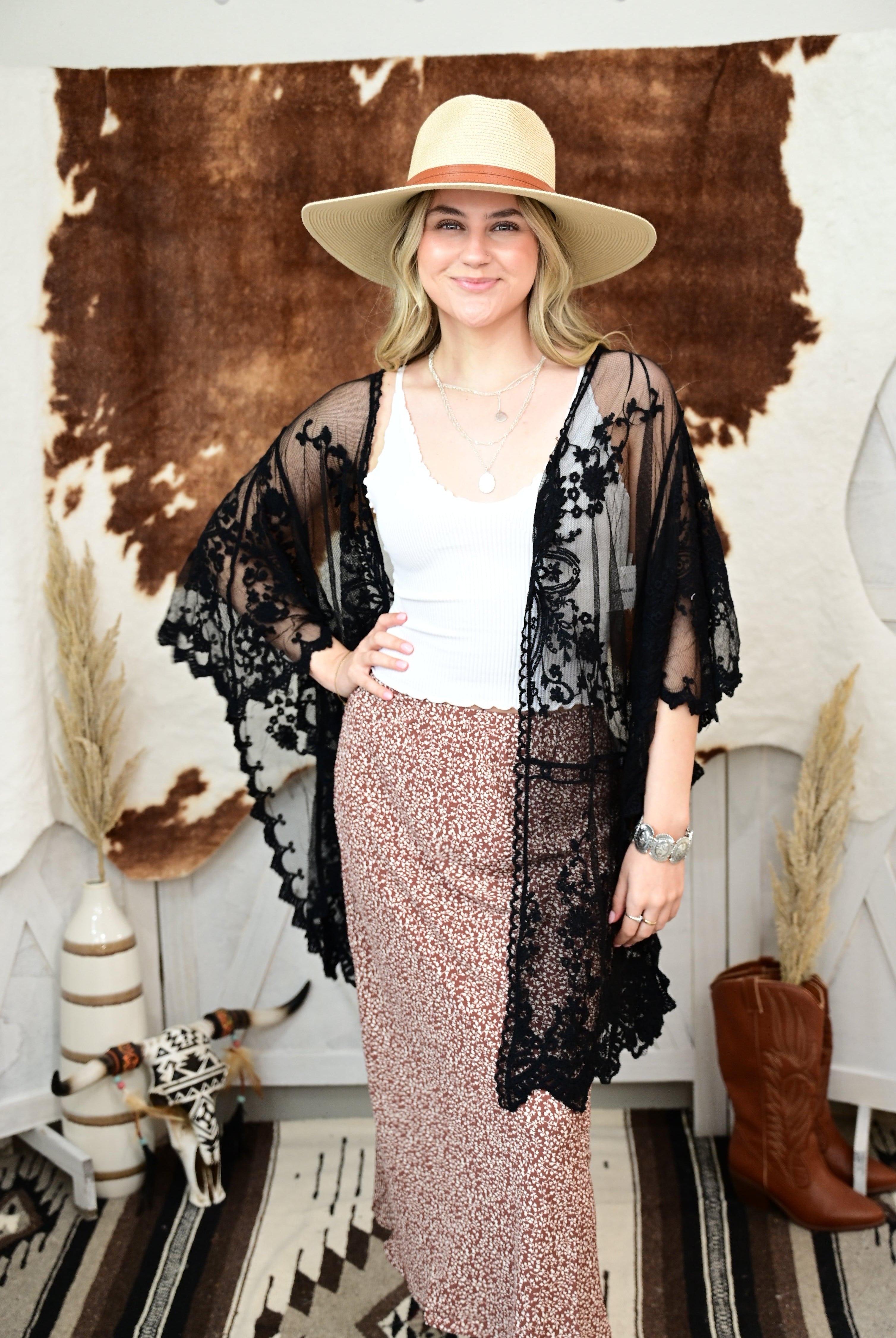 VIOLET FLORAL PRINT MIDI SKIRT WITH ELASTIC WAISTBAND - West End Boutique