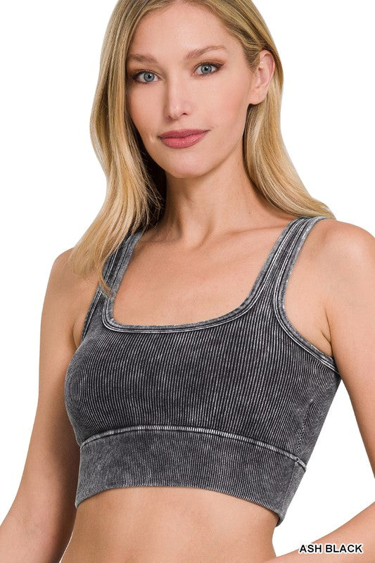 WENDIE WASHED RIBBED SQUARE NECK WITH BRA PADS S-XL