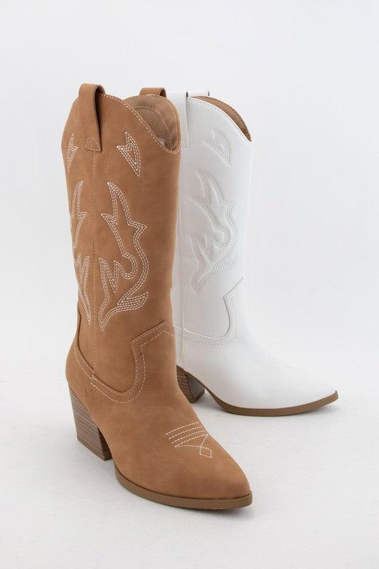 ORVILLE EMBROIDERED WESTERN COWBOY TALL BOOTS - West End Boutique