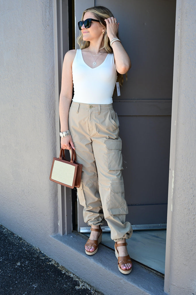 Winona Cargo Pants With Button Closure & Multiple Pockets - West End Boutique