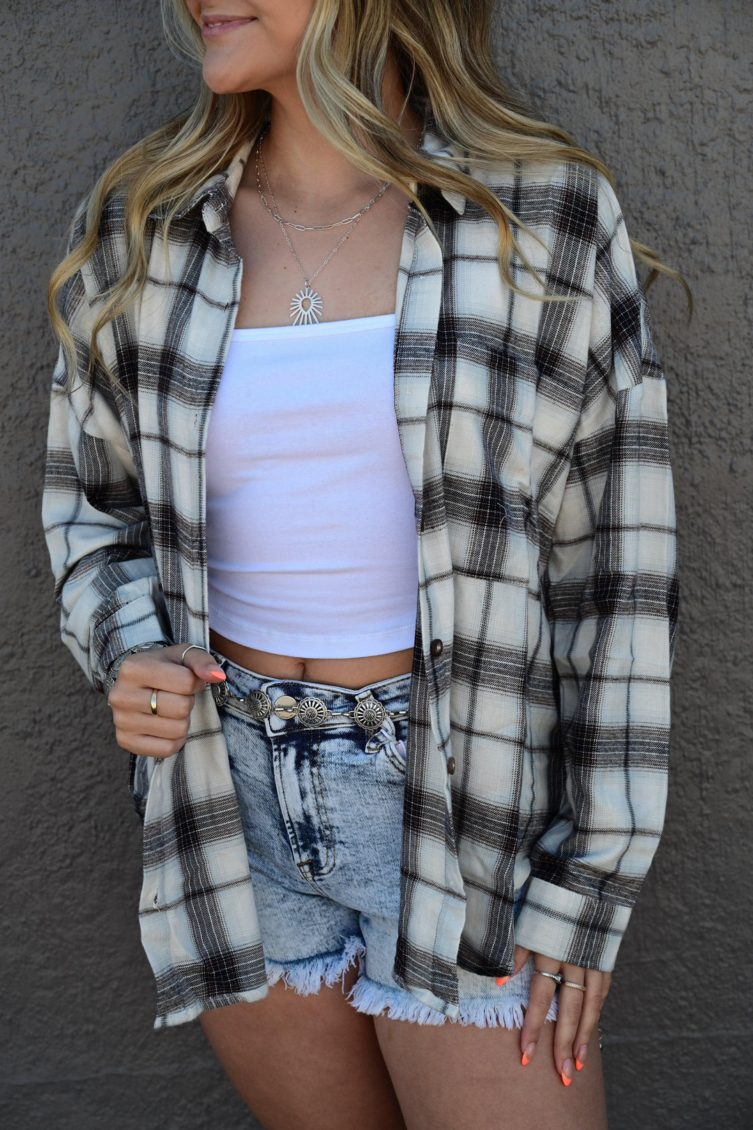 Golden Aura Plaid Top - West End Boutique