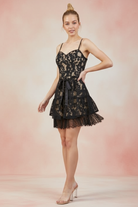 Black lace dress with natural hem