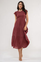 DANICA SMOCKED TIERED MIDI DRESS S-3XL - West End Boutique