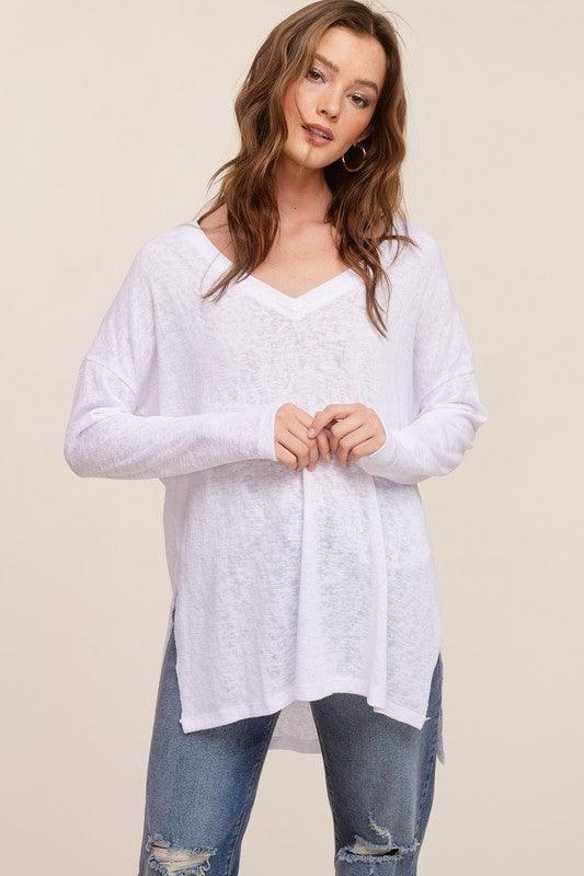 Elizabeth Slub V-Neck Top FINAL SALE - West End Boutique