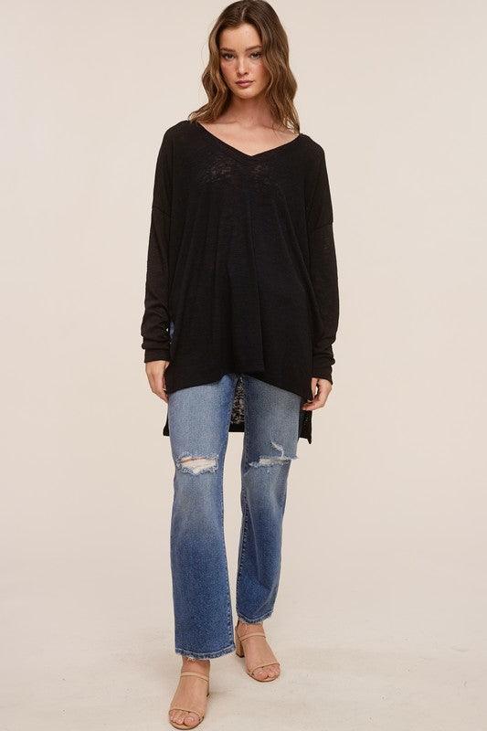 Elizabeth Slub V-Neck Top FINAL SALE - West End Boutique