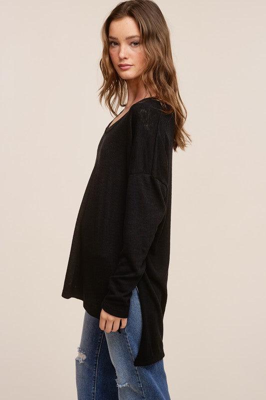 Elizabeth Slub V-Neck Top FINAL SALE - West End Boutique