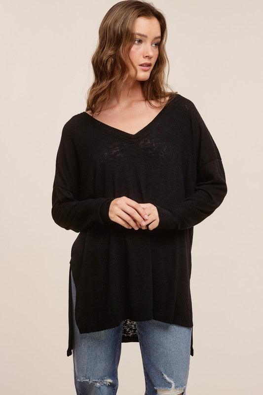 Elizabeth Slub V-Neck Top FINAL SALE - West End Boutique