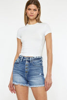 EVERETTE EXPOSED BUTTON HIGH RISE SHORT S-XL - West End Boutique