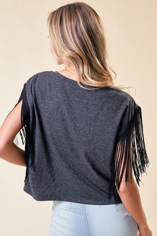 FRANCESCA FRINGED COWGIRL GRAPHIC T - West End Boutique