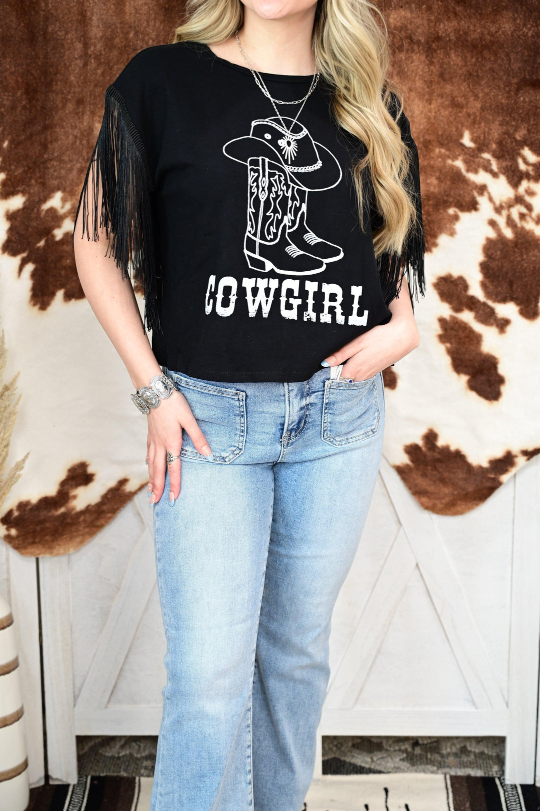 FRANCESCA FRINGED COWGIRL GRAPHIC T - West End Boutique