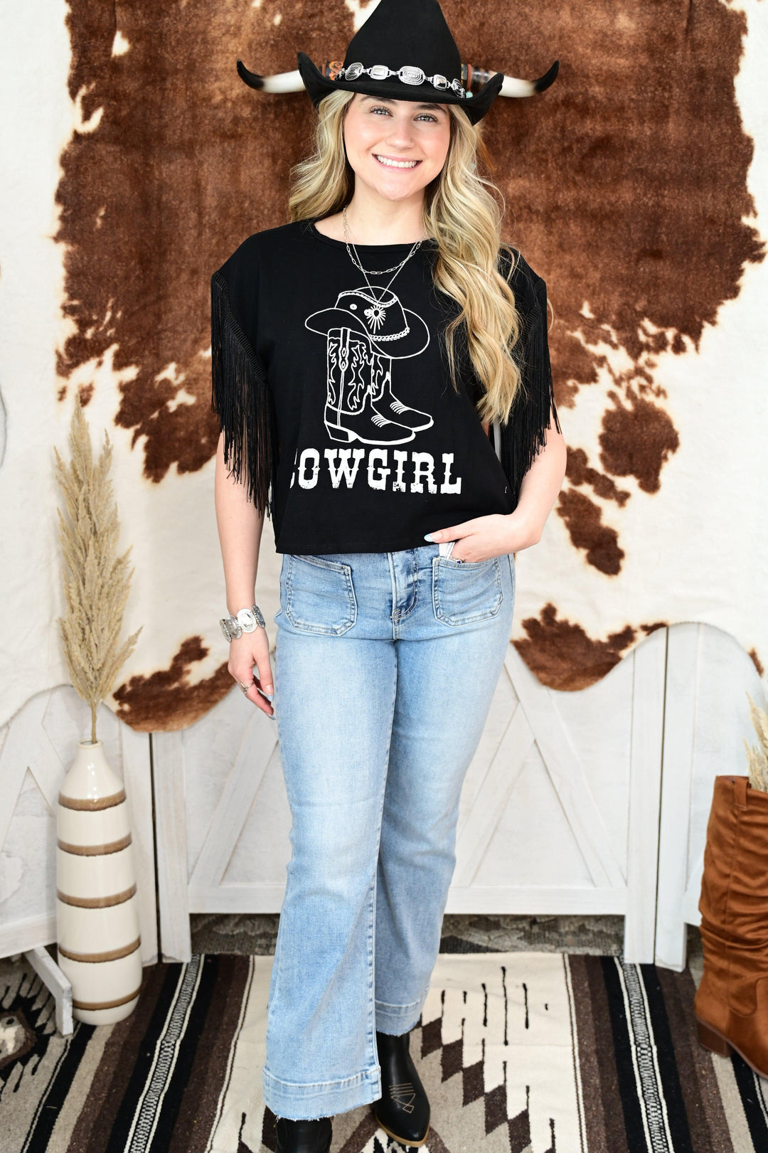 FRANCESCA FRINGED COWGIRL GRAPHIC T - West End Boutique