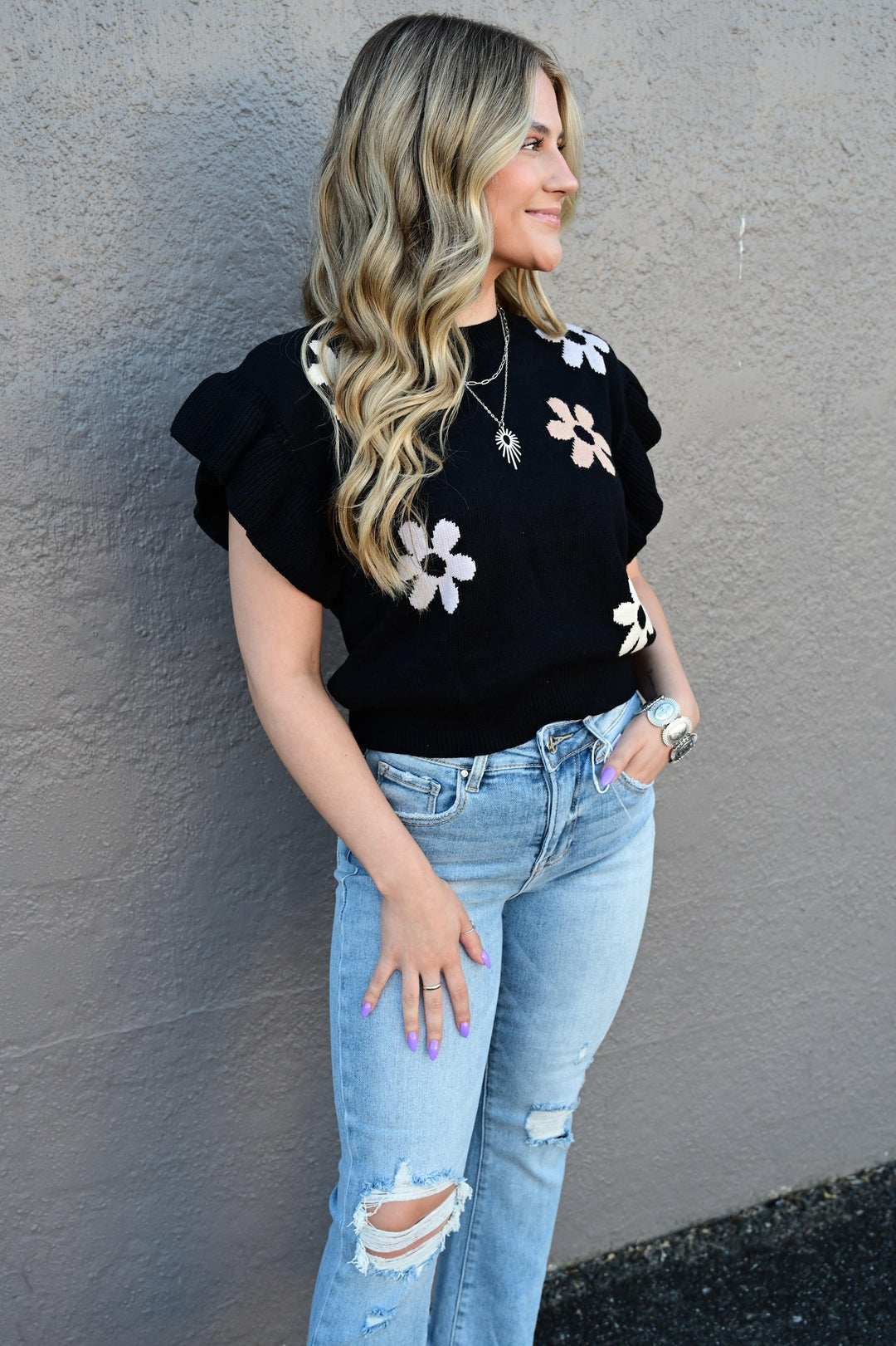 Gemma Floral Sweater Top - West End Boutique