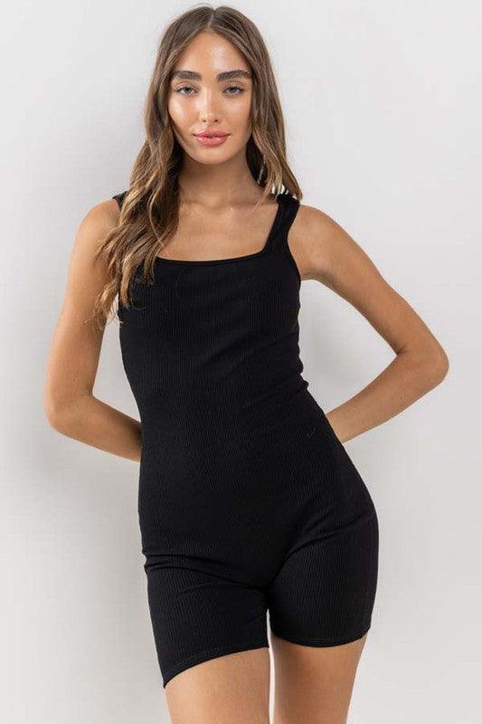 GEMMA SQUARE-NECK TANK ROMPER - West End Boutique