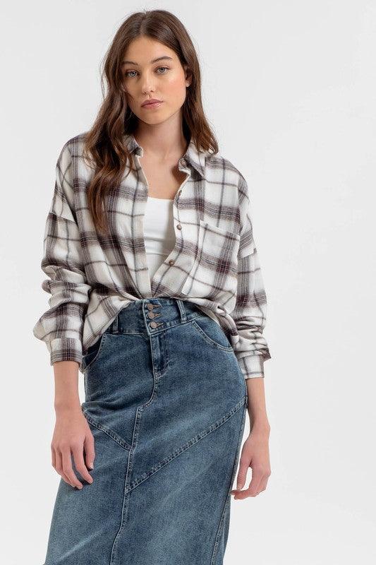 Golden Aura Plaid Top - West End Boutique