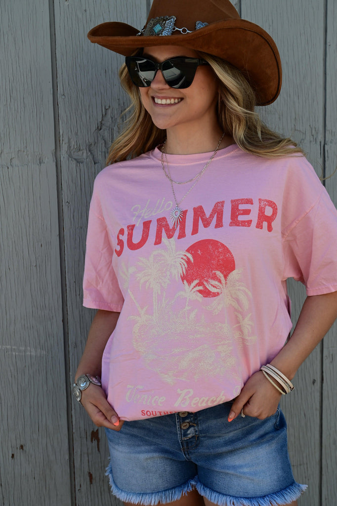 Hello Summer Garment-Dyed Tee S-XL - West End Boutique