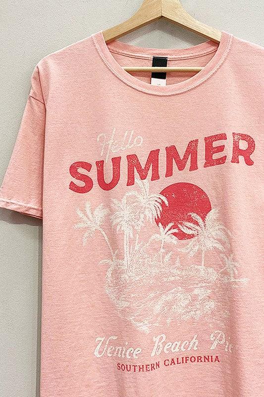 Hello Summer Garment-Dyed Tee S-XL - West End Boutique