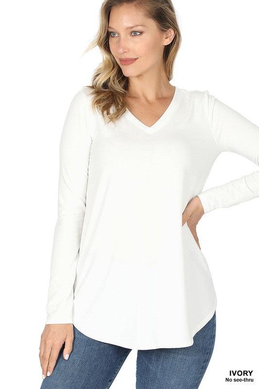 JADE LONG SLEEVE V-NECK TOP S-XL FINAL SALE - West End Boutique