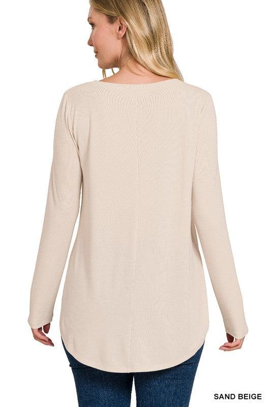 JADE LONG SLEEVE V-NECK TOP S-XL FINAL SALE - West End Boutique