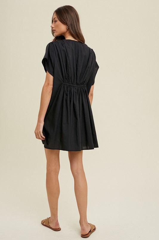 JANINE RUCHED DETAIL COVER-UP WITH SIDE SLITS - West End Boutique