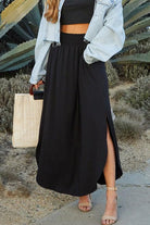 Julia Smocking waist maxi skirt with side pocket S-XL - West End Boutique