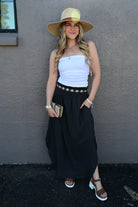 Julia Smocking waist maxi skirt with side pocket S-XL - West End Boutique