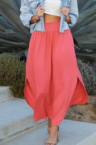 Julia Smocking waist maxi skirt with side pocket S-XL - West End Boutique