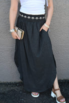 Julia Smocking waist maxi skirt with side pocket S-XL - West End Boutique