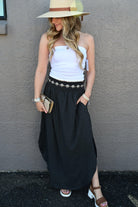 Julia Smocking waist maxi skirt with side pocket S-XL - West End Boutique