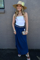 Julia Smocking waist maxi skirt with side pocket S-XL - West End Boutique