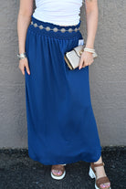 Julia Smocking waist maxi skirt with side pocket S-XL - West End Boutique