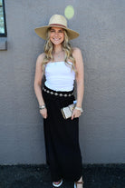 Julia Smocking waist maxi skirt with side pocket S-XL - West End Boutique