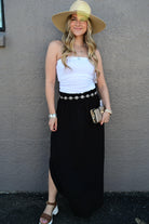 Julia Smocking waist maxi skirt with side pocket S-XL - West End Boutique