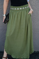 Julia Smocking waist maxi skirt with side pocket S-XL - West End Boutique