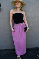 Julia Smocking waist maxi skirt with side pocket S-XL - West End Boutique