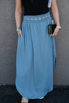 Julia Smocking waist maxi skirt with side pocket S-XL - West End Boutique