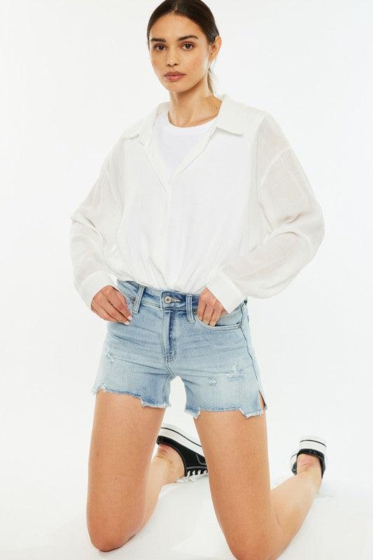 JUSTICE HIGH RISE DENIM SHORTS JEANS S-XL - West End Boutique