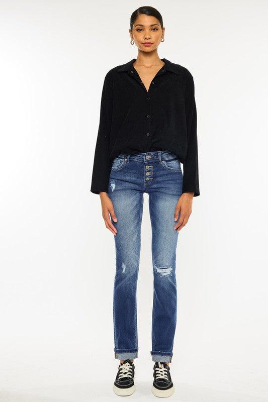 KENNIE MID RISE SKINNY STRAIGHT - West End Boutique