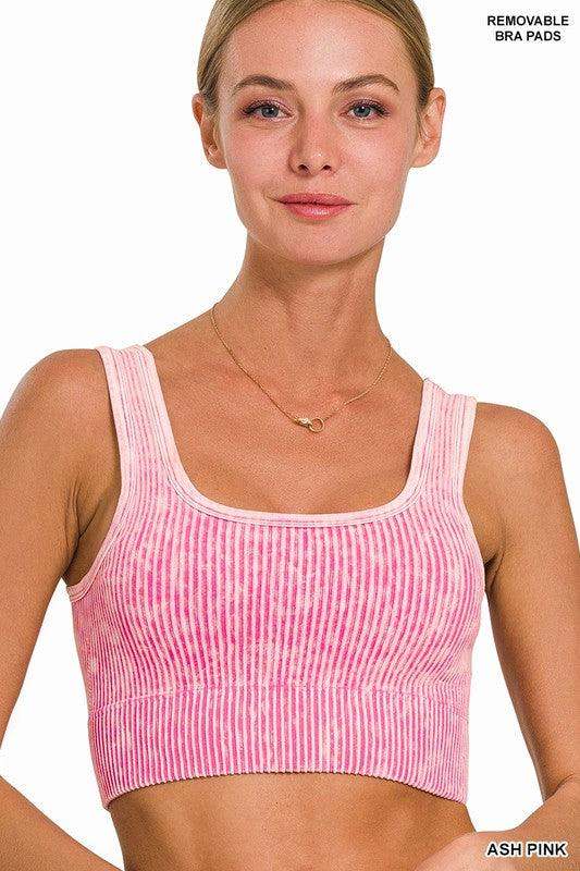 KENZIE WASHED RIBBED SQUARE NECK WITH BRA PADS S-XL - West End Boutique