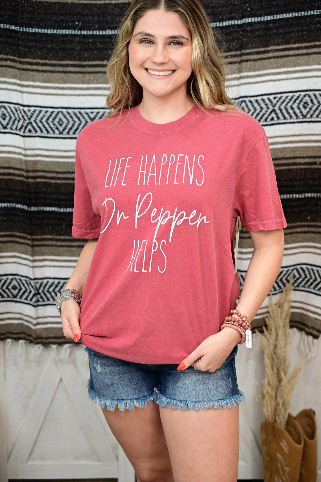 Life Happens Dr. Pepper Helps Comfort Colors Tee S-XL - West End Boutique