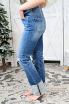 LUKE HIGH RISE WIDE CUFFED STRAIGHT JEANS - West End Boutique