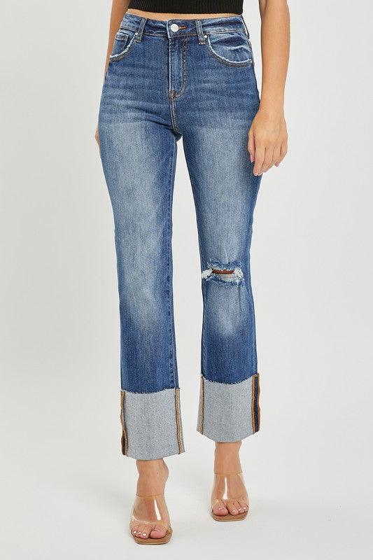 LUKE HIGH RISE WIDE CUFFED STRAIGHT JEANS - West End Boutique