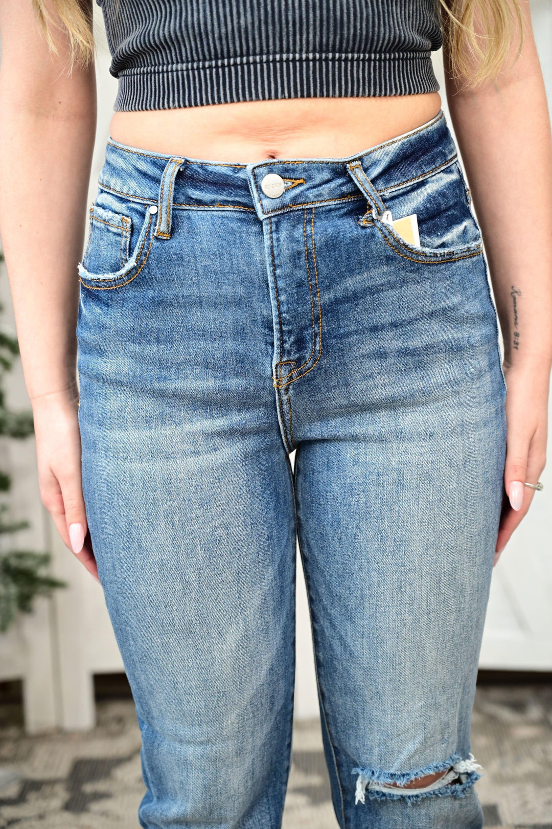 LUKE HIGH RISE WIDE CUFFED STRAIGHT JEANS - West End Boutique