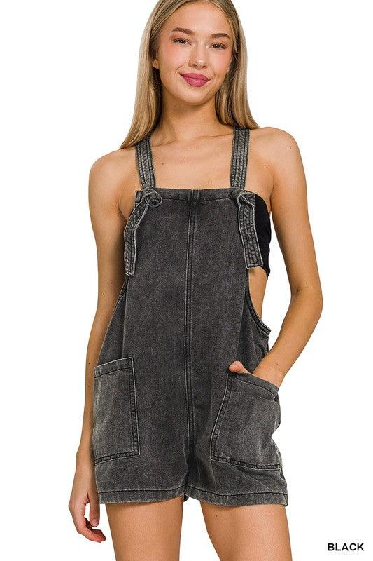 Maverick Moto WASHED KNOT STRAP ROMPERS - West End Boutique