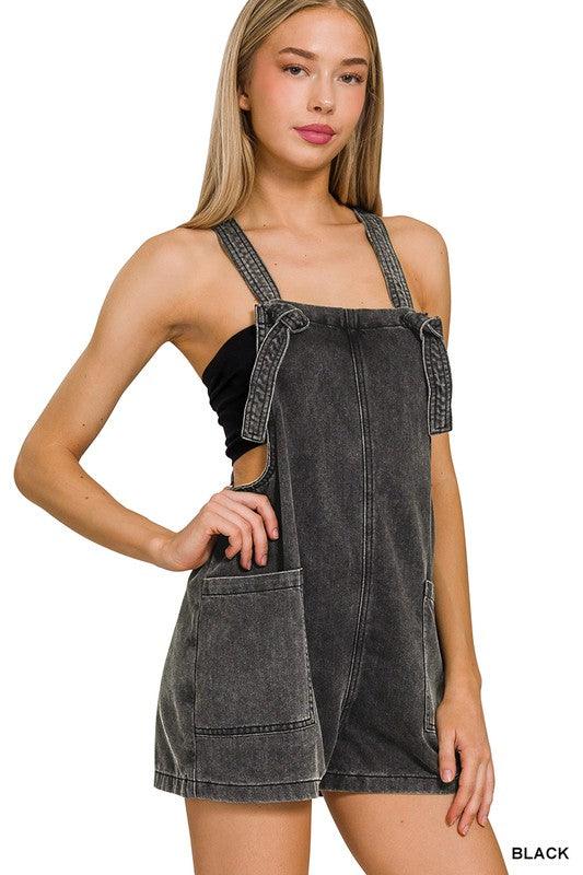 Maverick Moto WASHED KNOT STRAP ROMPERS - West End Boutique