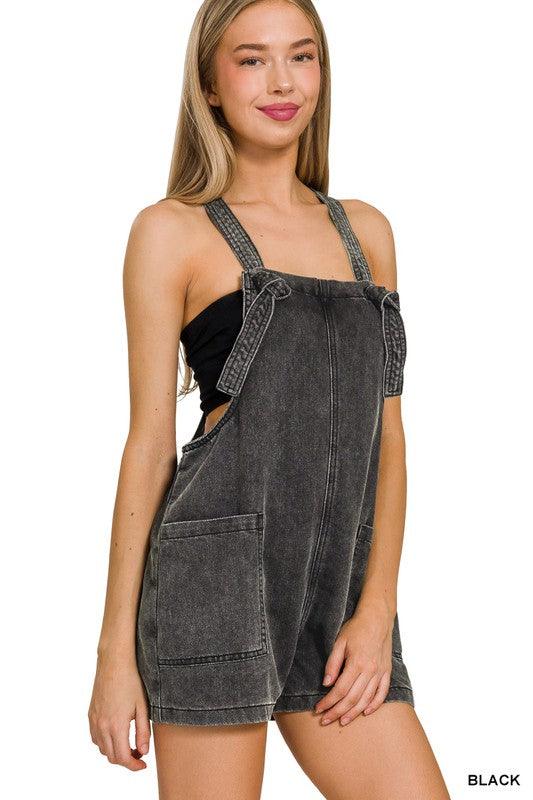 Maverick Moto WASHED KNOT STRAP ROMPERS - West End Boutique