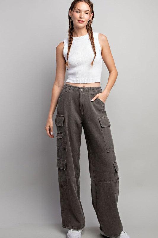 MIKEY MINERAL WASHED CARGO PANTS FINAL SALE - West End Boutique
