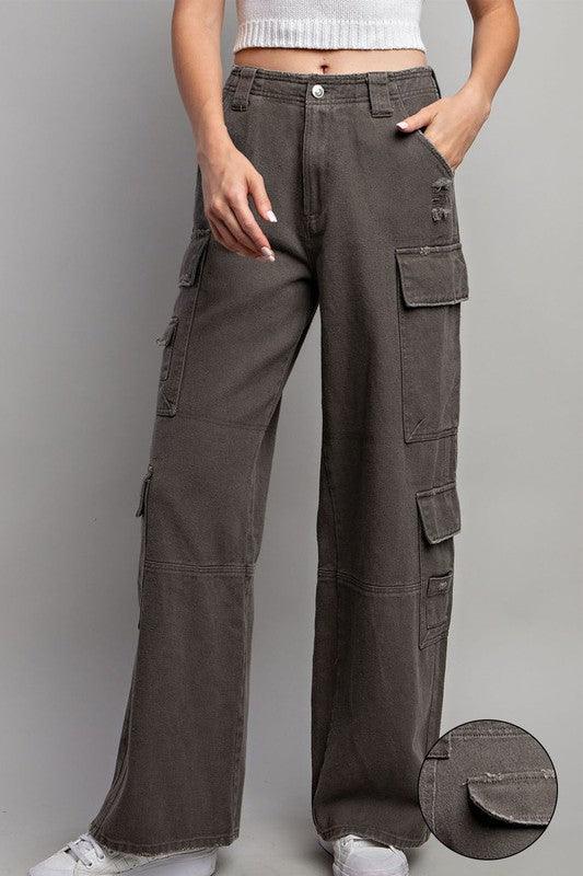 MIKEY MINERAL WASHED CARGO PANTS FINAL SALE - West End Boutique