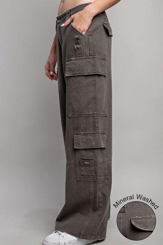 MIKEY MINERAL WASHED CARGO PANTS FINAL SALE - West End Boutique