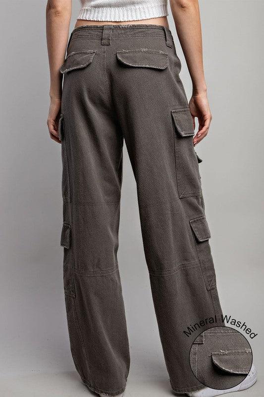 MIKEY MINERAL WASHED CARGO PANTS FINAL SALE - West End Boutique